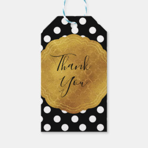 Schwarz-Weiß Polka Dots Gold Glam Party Geschenkanhänger