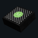 Schwarz-Weiß-Polka-Dots-Muster 3 Schmuckschachtel<br><div class="desc">Elegantes Schwarz-Weiß-Punkte-Muster mit hellgrünen Kreisakzenten und anpassbarem Monogramm.</div>