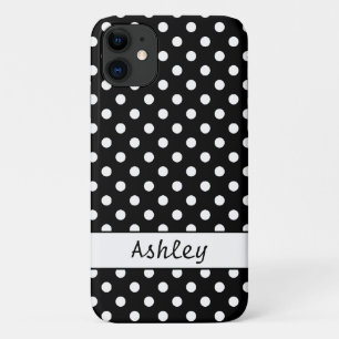Schwarz-Weiß-Polka-Dots-Muster Personalisiert Case-Mate iPhone Hülle