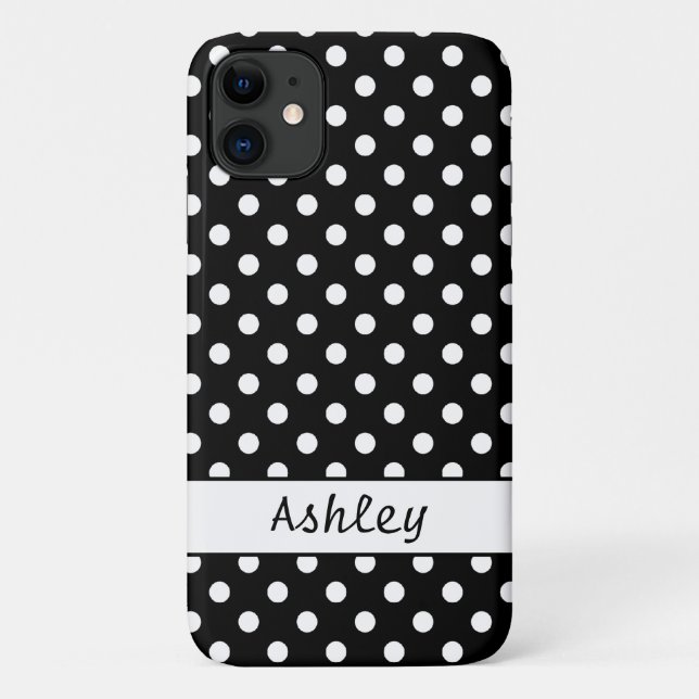 Schwarz-Weiß-Polka-Dots-Muster Personalisiert Case-Mate iPhone Hülle (Rückseite)