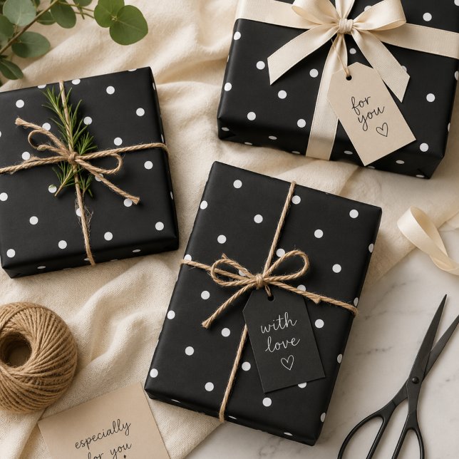 Schwarz-Weiß-Polka-Dots-Umschlagpapier Geschenkpapier (Von Creator hochgeladen)