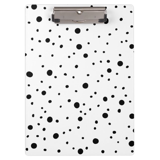 Schwarz-Weiß-Polka-Dots- und Streifen-Notebook Klemmbrett (Vorderseite)