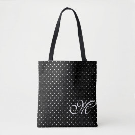 Schwarz-Weiß-Polka-Monogramm Tasche
