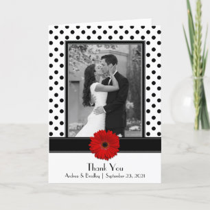 Schwarz Weiß Polka Punkt Rot Daisy Hochzeit Danke