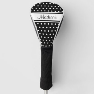 Schwarz Weiß Polka Punkt Streifen Skript Name Golf Headcover