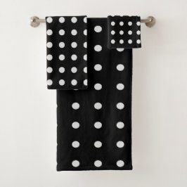 Schwarz-Weiß-Polka-Punkte Badhandtuch Set