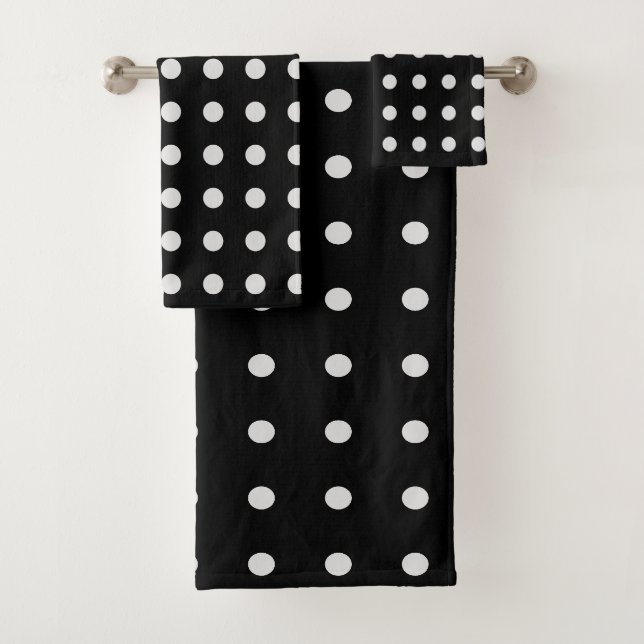 Schwarz-Weiß-Polka-Punkte Badhandtuch Set (Insitu)