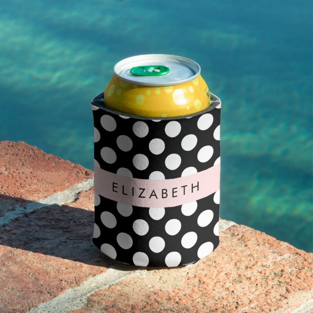 Schwarz-Weiß-Polka-Punkte, Dotter, Ihr Name Dosenkühler (In Situ Pool)