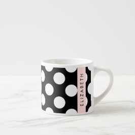 Schwarz-Weiß-Polka-Punkte, Dotter, Ihr Name Espressotasse