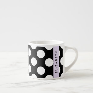Schwarz-Weiß-Polka-Punkte, Dotter, Ihr Name Espressotasse