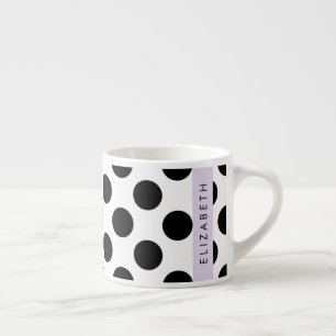 Schwarz-Weiß-Polka-Punkte, Dotter, Ihr Name Espressotasse