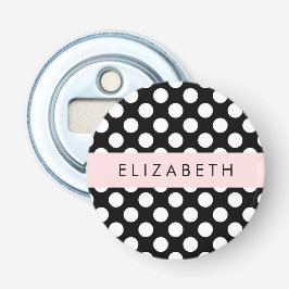 Schwarz-Weiß-Polka-Punkte, Dotter, Ihr Name Flaschenöffner