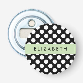 Schwarz-Weiß-Polka-Punkte, Dotter, Ihr Name Flaschenöffner