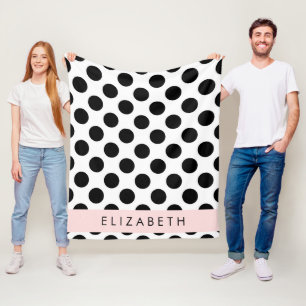 Schwarz-Weiß-Polka-Punkte, Dotter, Ihr Name Fleecedecke