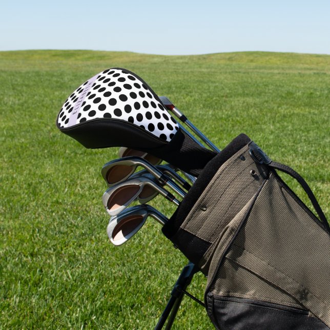 Schwarz-Weiß-Polka-Punkte, Dotter, Ihr Name Golf Headcover (In SItu)
