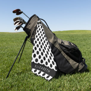 Schwarz-Weiß-Polka-Punkte, Dotter, Ihr Name Golfhandtuch