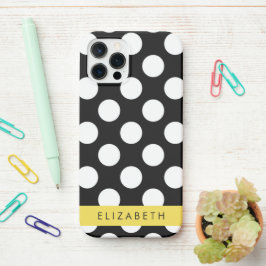 Schwarz-Weiß-Polka-Punkte, Dotter, Ihr Name iPhone 12 Pro Hülle