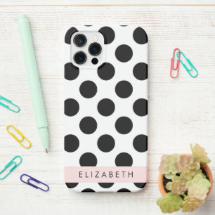Schwarz-Weiß-Polka-Punkte, Dotter, Ihr Name iPhone 12 Pro Hülle