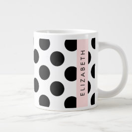 Schwarz-Weiß-Polka-Punkte, Dotter, Ihr Name Jumbo-Tasse