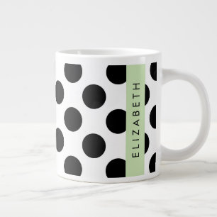 Schwarz-Weiß-Polka-Punkte, Dotter, Ihr Name Jumbo-Tasse