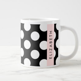 Schwarz-Weiß-Polka-Punkte, Dotter, Ihr Name Jumbo-Tasse