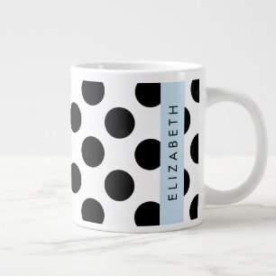 Schwarz-Weiß-Polka-Punkte, Dotter, Ihr Name Jumbo-Tasse