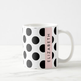 Schwarz-Weiß-Polka-Punkte, Dotter, Ihr Name Kaffeetasse