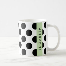 Schwarz-Weiß-Polka-Punkte, Dotter, Ihr Name Kaffeetasse