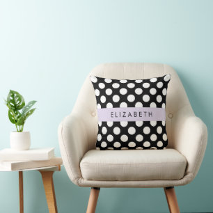 Schwarz-Weiß-Polka-Punkte, Dotter, Ihr Name Kissen