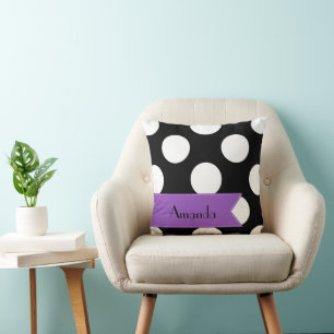 Schwarz-Weiß-Polka-Punkte, Dotter, Ihr Name Kissen