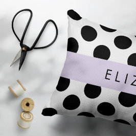 Schwarz-Weiß-Polka-Punkte, Dotter, Ihr Name Kissenbezug