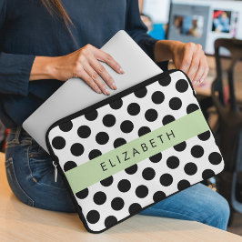 Schwarz-Weiß-Polka-Punkte, Dotter, Ihr Name Laptopschutzhülle