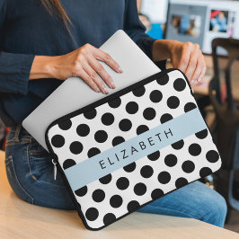 Schwarz-Weiß-Polka-Punkte, Dotter, Ihr Name Laptopschutzhülle