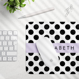 Schwarz-Weiß-Polka-Punkte, Dotter, Ihr Name Mousepad