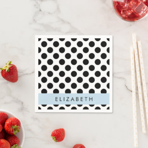 Schwarz-Weiß-Polka-Punkte, Dotter, Ihr Name Serviette