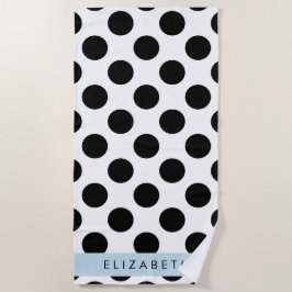 Schwarz-Weiß-Polka-Punkte, Dotter, Ihr Name Strandtuch