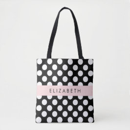 Schwarz-Weiß-Polka-Punkte, Dotter, Ihr Name Tasche
