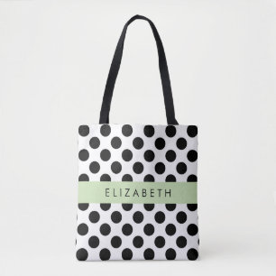 Schwarz-Weiß-Polka-Punkte, Dotter, Ihr Name Tasche
