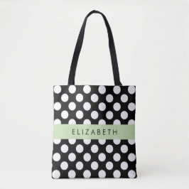Schwarz-Weiß-Polka-Punkte, Dotter, Ihr Name Tasche