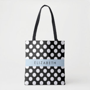 Schwarz-Weiß-Polka-Punkte, Dotter, Ihr Name Tasche