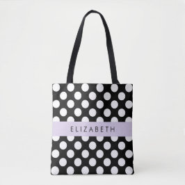 Schwarz-Weiß-Polka-Punkte, Dotter, Ihr Name Tasche