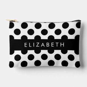 Schwarz-Weiß-Polka-Punkte, Dotter, Ihr Name Zubehörtasche