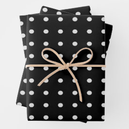 Schwarz-Weiß-Polka-Punkte Geschenkpapier Set