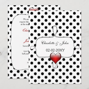 Schwarz-Weiß-Polka-Punkte Hochzeit Einladung
