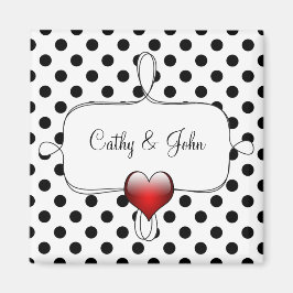Schwarz-Weiß-Polka-Punkte Hochzeit Magnet