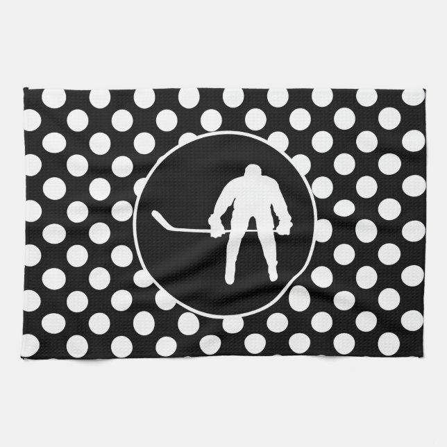 Schwarz-Weiß-Polka-Punkte; Hockey Handtuch (Horizontal)