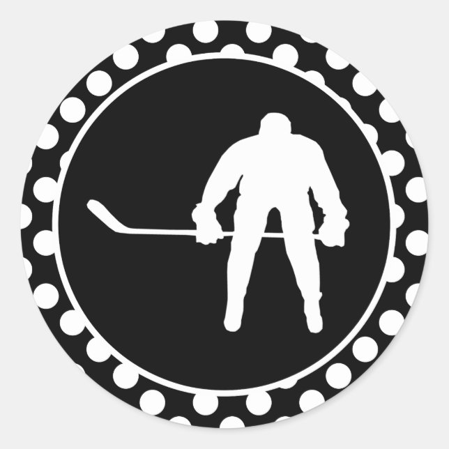 Schwarz-Weiß-Polka-Punkte; Hockey Runder Aufkleber (Vorderseite)