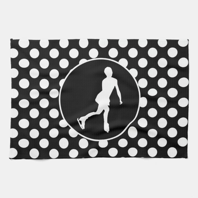 Schwarz-Weiß-Polka-Punkte; Ice-Skaten Handtuch (Horizontal)