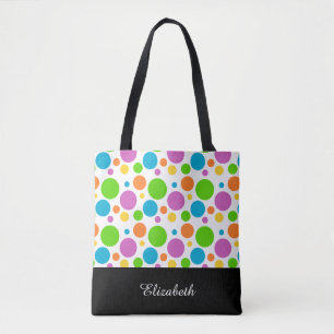 Schwarz-Weiß-Polka-Punkte mit Monogramm Tasche
