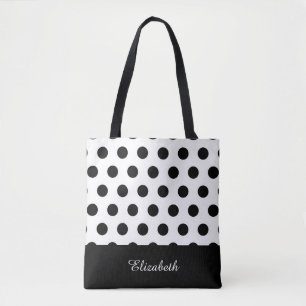 Schwarz-Weiß-Polka-Punkte mit Monogramm Tasche